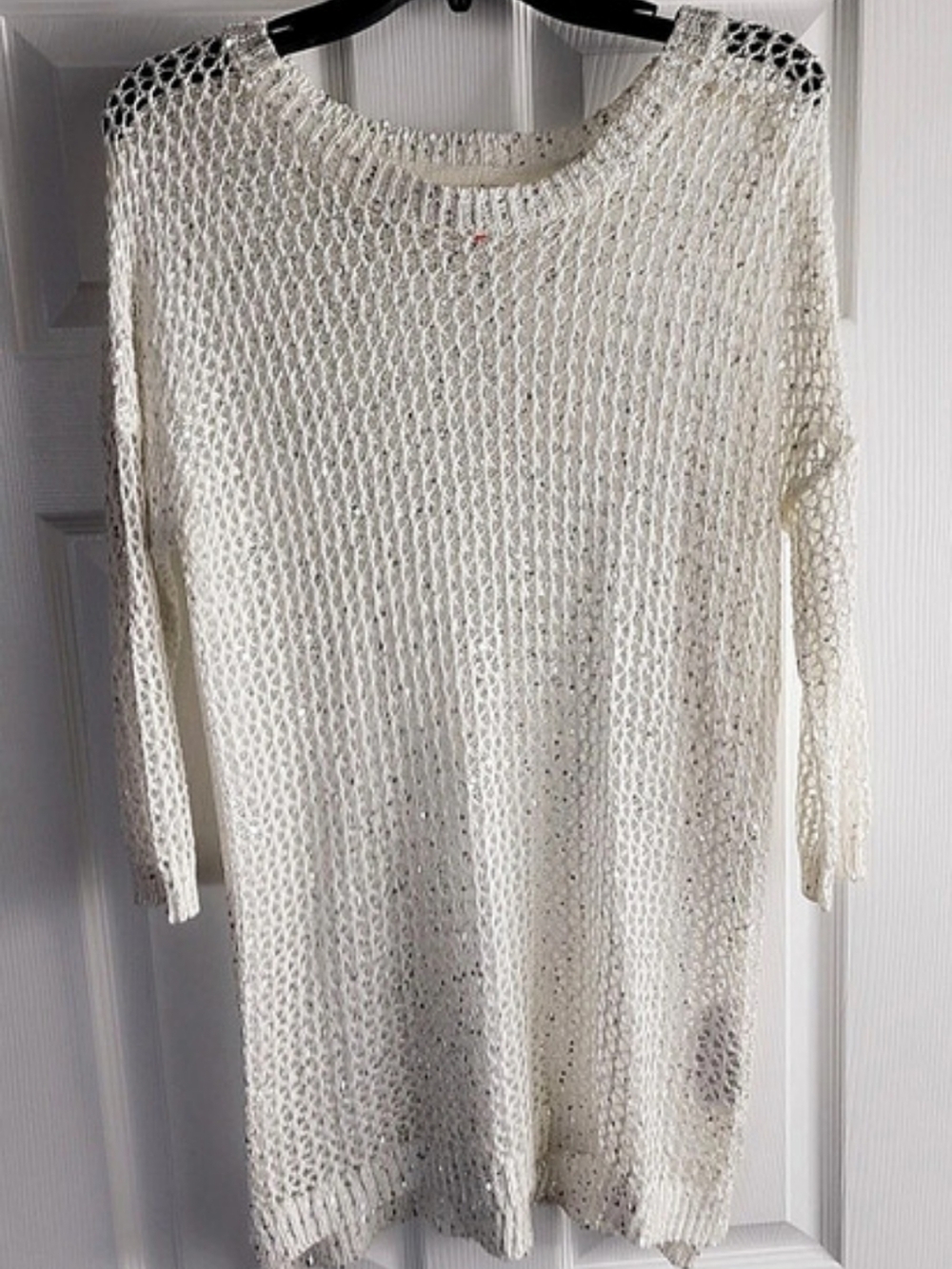 Only Sequin Knit Sweater in White Size Large Like New